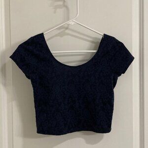 Navy Blue Crop Top